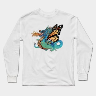 Monarch Butterfly Fire Breathing Dragon Long Sleeve T-Shirt